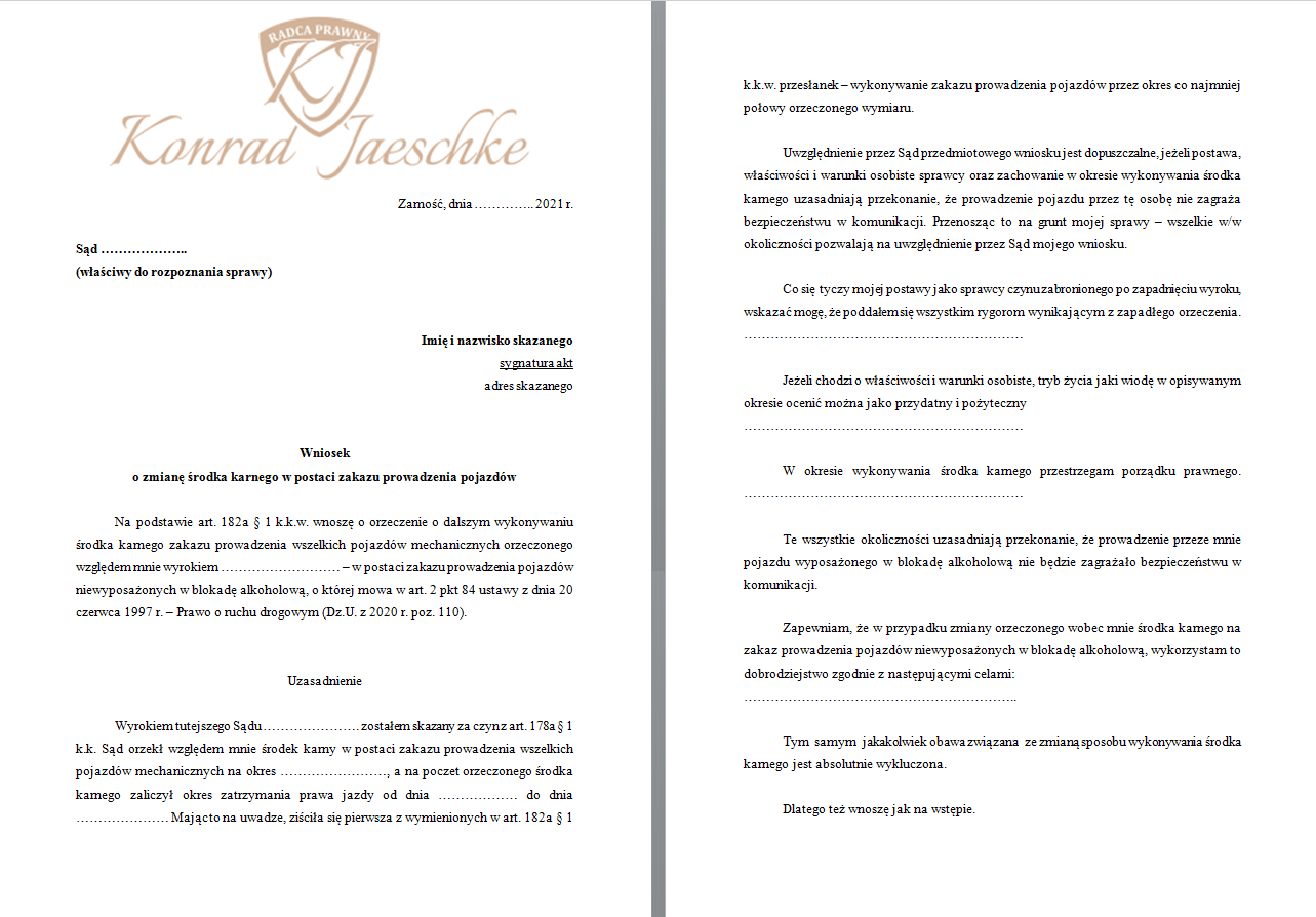 blokada alkoholowa- wniosek